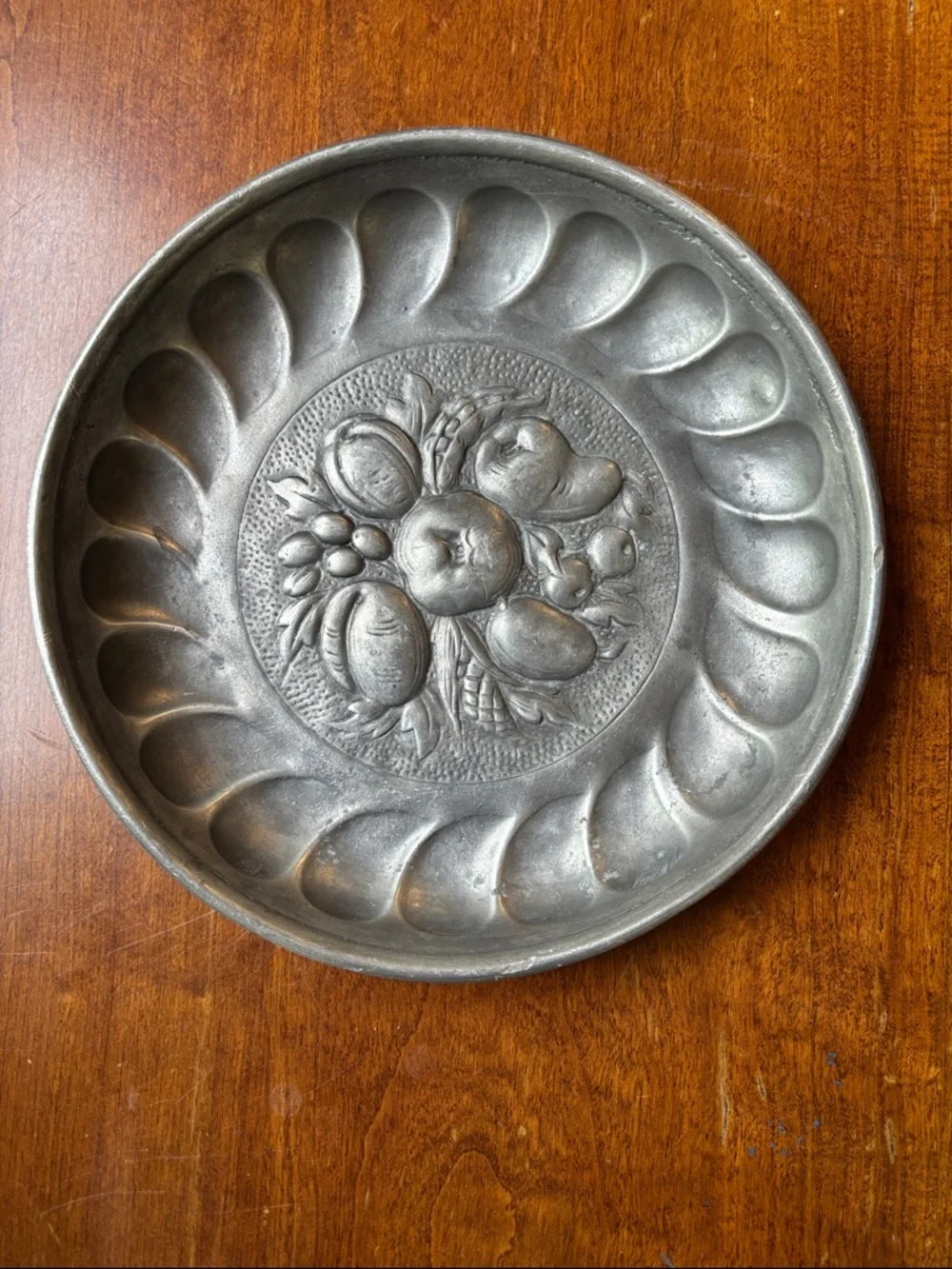 Fruit Plate Made By Sexton Metalcraft Featuring Repousse Of Assorted Fruits
